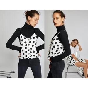 Mother of Pearl Tara Camisole Top Black White Polka Dot, Quiet Luxury $295